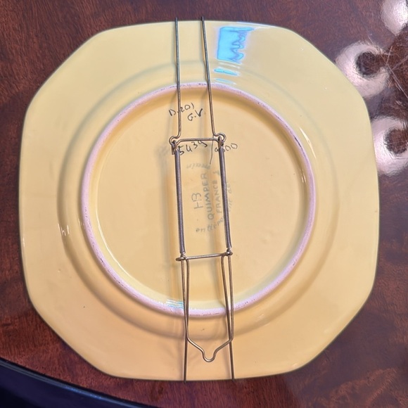 1981 Noel Quimper France Soleil Yellow Octagonal Luncheon Plate - Picture 4 of 9